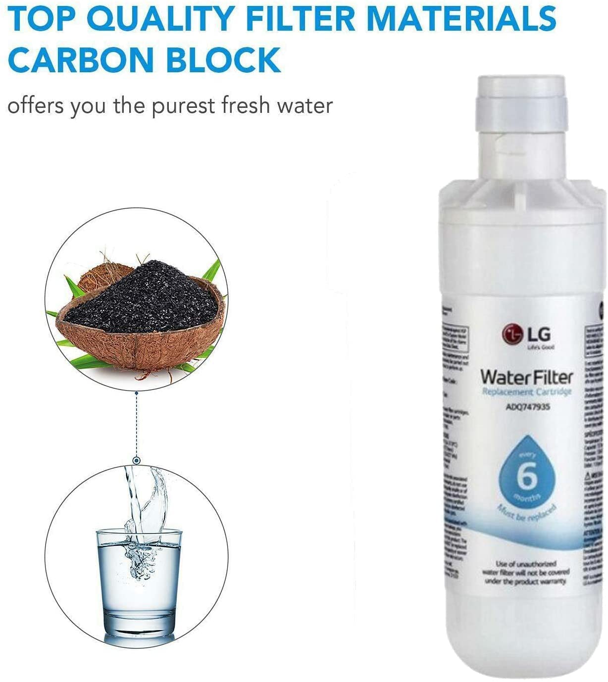 LG LT1000P Refrigerator Water Filter Replacement , 6-Month Filter Cartridge