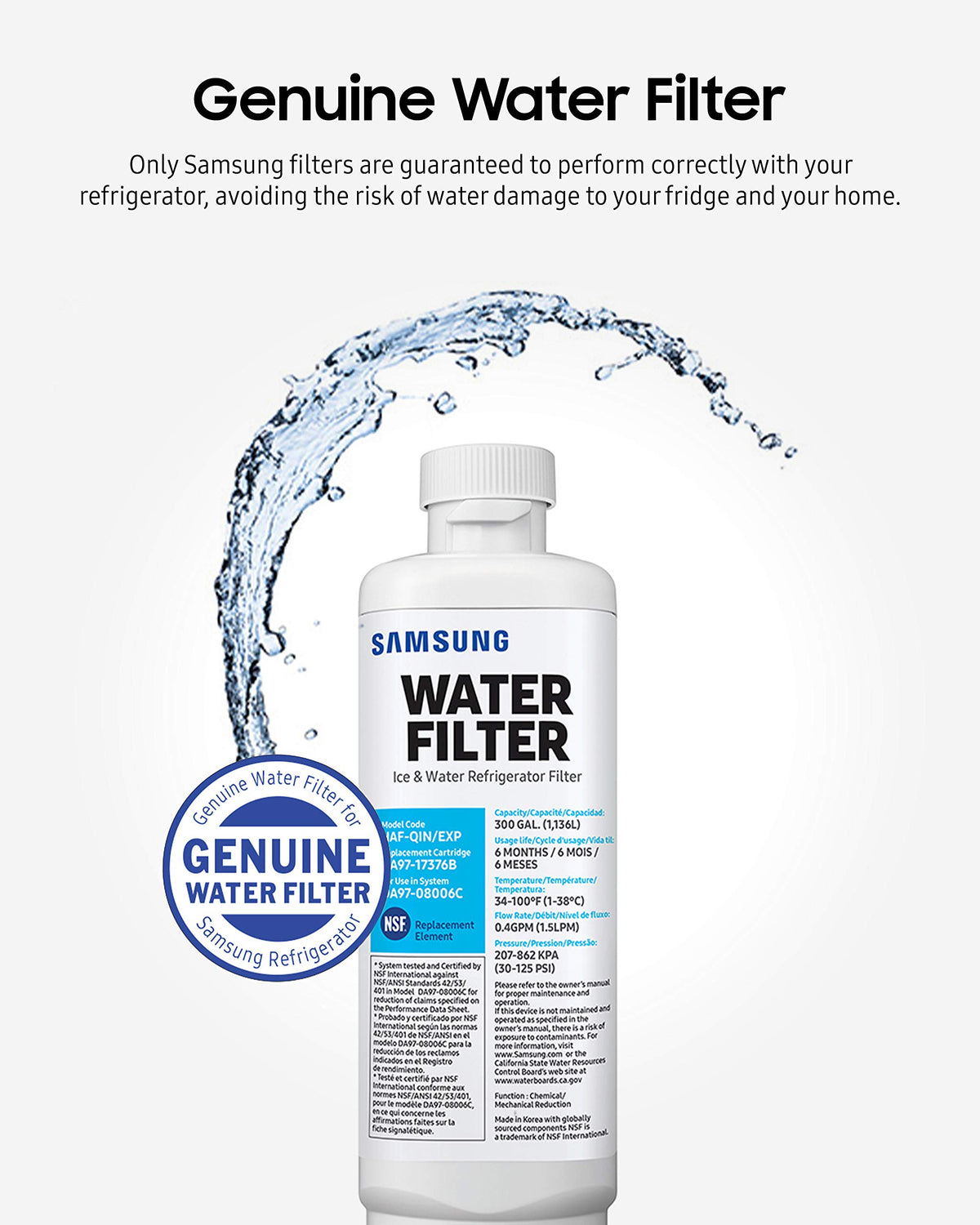 Samsung DA97-17376B Refrigerator Water Filter
